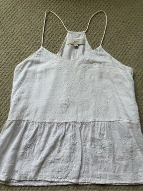 LOFT White Embroidered Halter Peplum Camisole